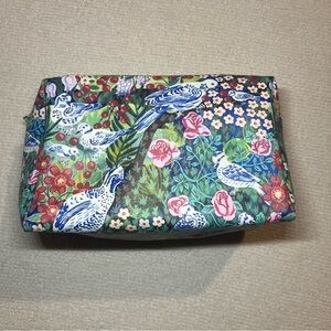 Large Floral and Bird Print Makeup Bag Organizer